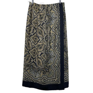 Talbots Size 10 SILK Maxi Wrap Straight Paisley Skirt Vintage Y2K Western Boho M